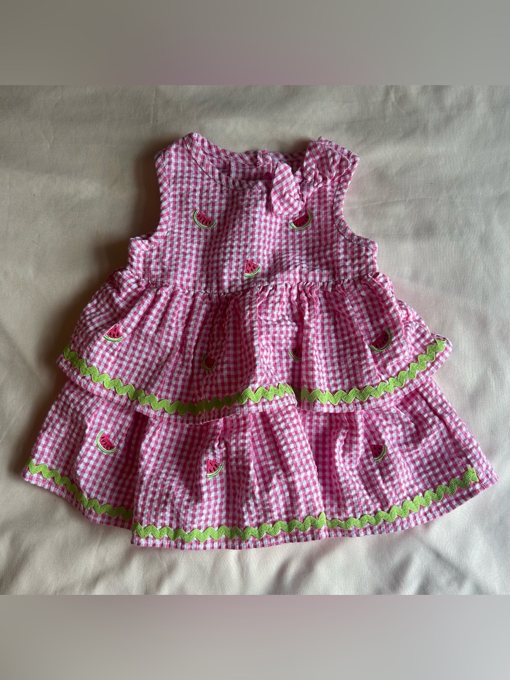 Good Lad Toddler Girl Watermelon Seersucker Dress – Size 12 Months
